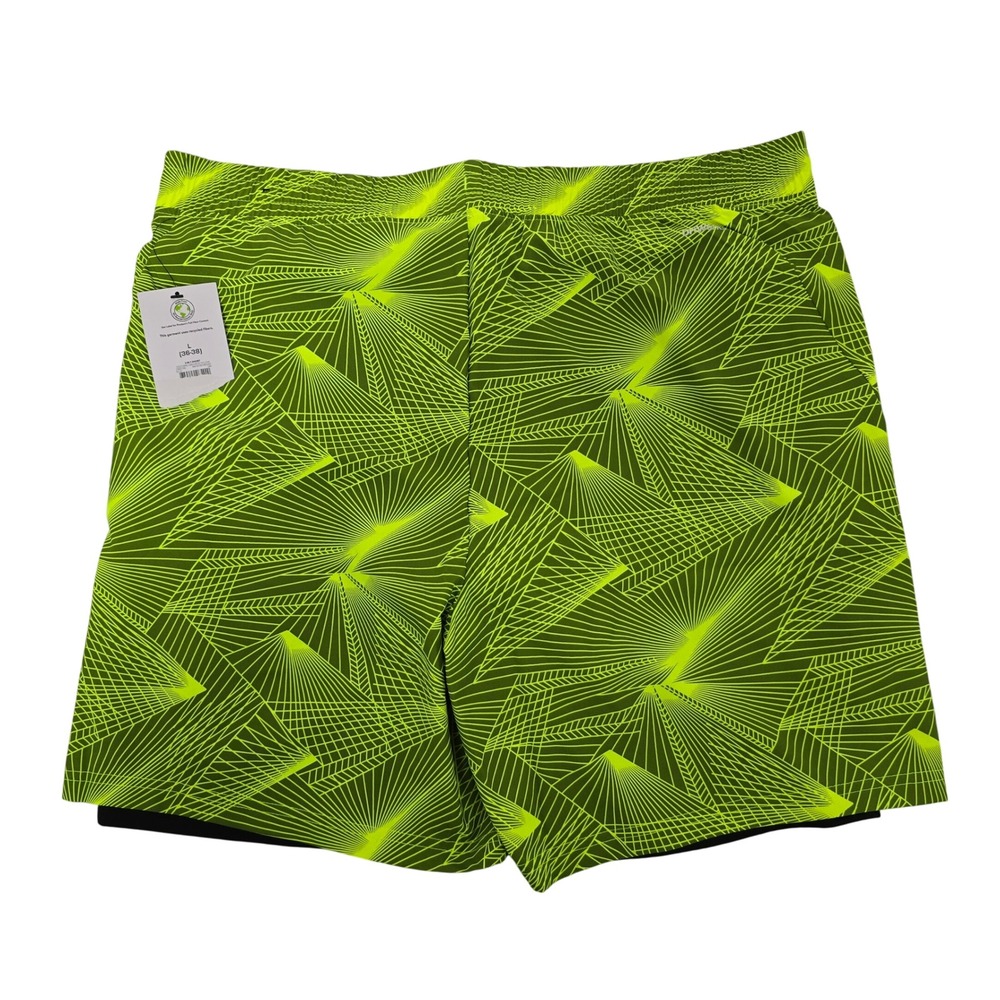 Athletic Works Mens 2-in-1 Performance Shorts Acid Yellow Grey Large L 36-38 NWT - Picture 3 of 7